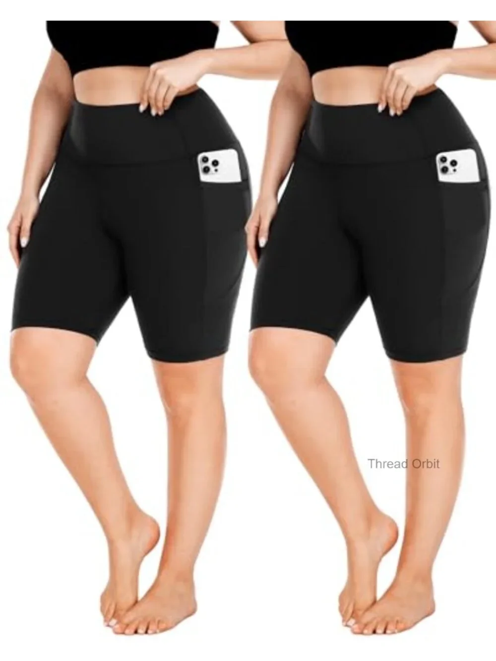 Plus Size High Waist Biker Shorts with Pockets